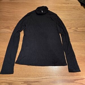 NWOT Design Lab Tee S Black Turtleneck Long Sleeve Top Tshirt Ribbed Lord Taylor
